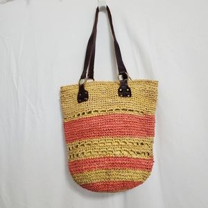 Flora & Bella Large Raffia Bucket Bag Tote
